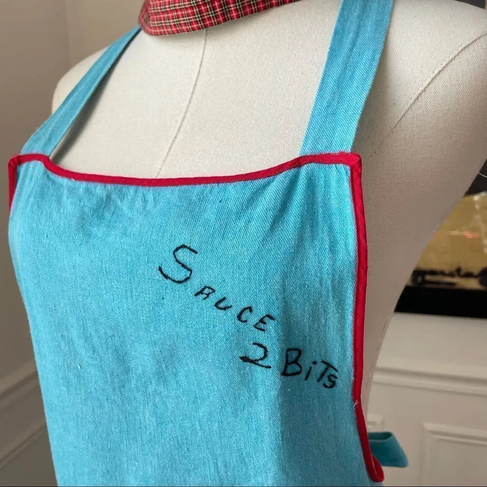Vintage Homemade Hand Embroidered Apron and Hat